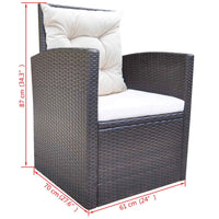 Thumbnail for 6-tlg. Garten-Essgruppe mit Kissen Poly Rattan Braun