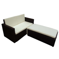 Thumbnail for 2-tlg. Garten-Lounge-Set mit Auflagen Poly Rattan Braun