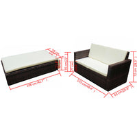 Thumbnail for 2-tlg. Garten-Lounge-Set mit Auflagen Poly Rattan Braun