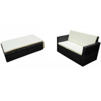 Thumbnail for 2-tlg. Garten-Lounge-Set mit Auflagen Poly Rattan Schwarz
