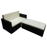 Thumbnail for 2-tlg. Garten-Lounge-Set mit Auflagen Poly Rattan Schwarz