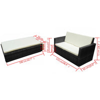 Thumbnail for 2-tlg. Garten-Lounge-Set mit Auflagen Poly Rattan Schwarz