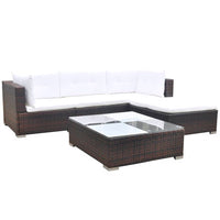 Thumbnail for 5-tlg. Garten-Lounge-Set mit Kissen Poly Rattan Braun