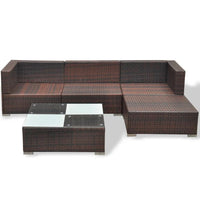 Thumbnail for 5-tlg. Garten-Lounge-Set mit Kissen Poly Rattan Braun
