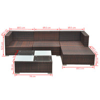 Thumbnail for 5-tlg. Garten-Lounge-Set mit Kissen Poly Rattan Braun