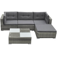 Thumbnail for 5-tlg. Garten-Lounge-Set mit Kissen Poly Rattan Grau