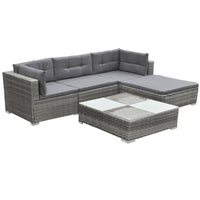 Thumbnail for 5-tlg. Garten-Lounge-Set mit Kissen Poly Rattan Grau