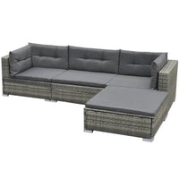 Thumbnail for 5-tlg. Garten-Lounge-Set mit Kissen Poly Rattan Grau