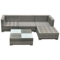 Thumbnail for 5-tlg. Garten-Lounge-Set mit Kissen Poly Rattan Grau