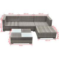 Thumbnail for 5-tlg. Garten-Lounge-Set mit Kissen Poly Rattan Grau