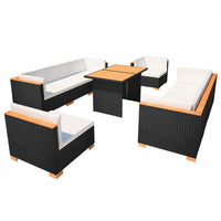 Thumbnail for 10-tlg. Garten-Lounge-Set mit Auflagen Poly Rattan Schwarz