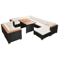 Thumbnail for 10-tlg. Garten-Lounge-Set mit Auflagen Poly Rattan Schwarz