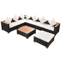 Thumbnail for 8-tlg. Garten-Lounge-Set mit Auflagen Poly Rattan Schwarz