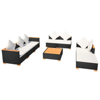 Thumbnail for 8-tlg. Garten-Lounge-Set mit Auflagen Poly Rattan Schwarz
