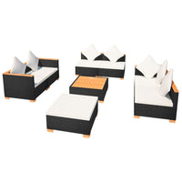 Thumbnail for 8-tlg. Garten-Lounge-Set mit Auflagen Poly Rattan Schwarz