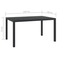 Thumbnail for Gartentisch Schwarz 150x90x74 cm Aluminium und WPC