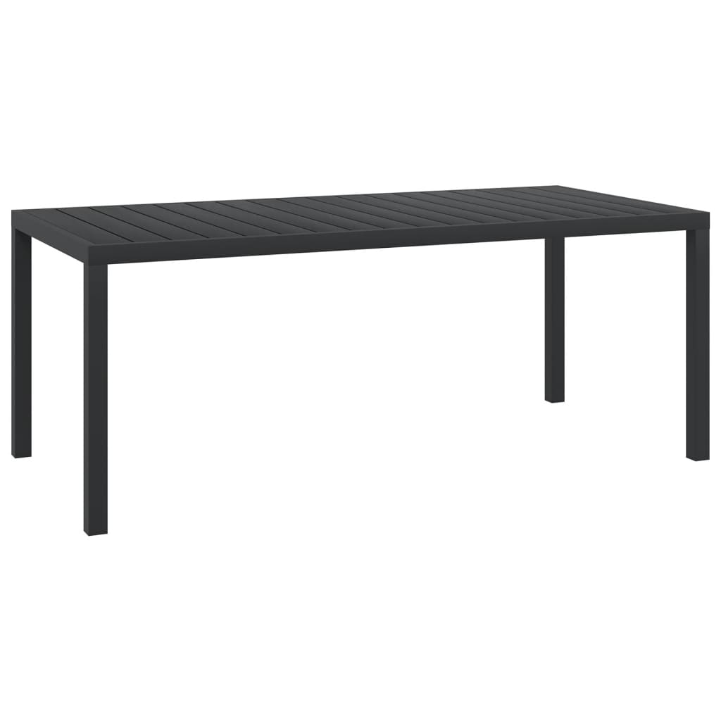 Gartentisch Schwarz 185x90x74 cm Aluminium und WPC