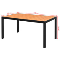 Thumbnail for Gartentisch Braun 150x90x74 cm Aluminium und WPC