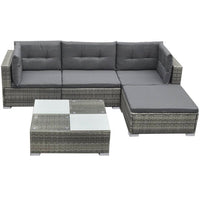 Thumbnail for 5-tlg. Garten-Lounge-Set mit Kissen Poly Rattan Grau