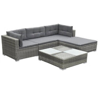 Thumbnail for 5-tlg. Garten-Lounge-Set mit Kissen Poly Rattan Grau