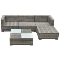 Thumbnail for 5-tlg. Garten-Lounge-Set mit Kissen Poly Rattan Grau
