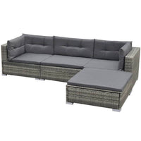 Thumbnail for 5-tlg. Garten-Lounge-Set mit Kissen Poly Rattan Grau