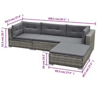 Thumbnail for 5-tlg. Garten-Lounge-Set mit Kissen Poly Rattan Grau