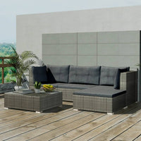 Thumbnail for 5-tlg. Garten-Lounge-Set mit Kissen Poly Rattan Grau