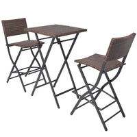 Thumbnail for 3-tlg. Bistro-Set Klappbar Stahl Poly Rattan Braun