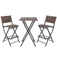 Thumbnail for 3-tlg. Bistro-Set Klappbar Stahl Poly Rattan Braun
