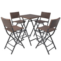 Thumbnail for 5-tlg. Garten-Essgruppe Klappbar Stahl Poly Rattan Braun