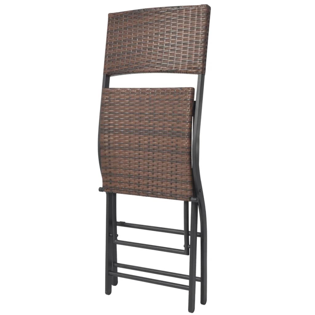 5-tlg. Garten-Essgruppe Klappbar Stahl Poly Rattan Braun