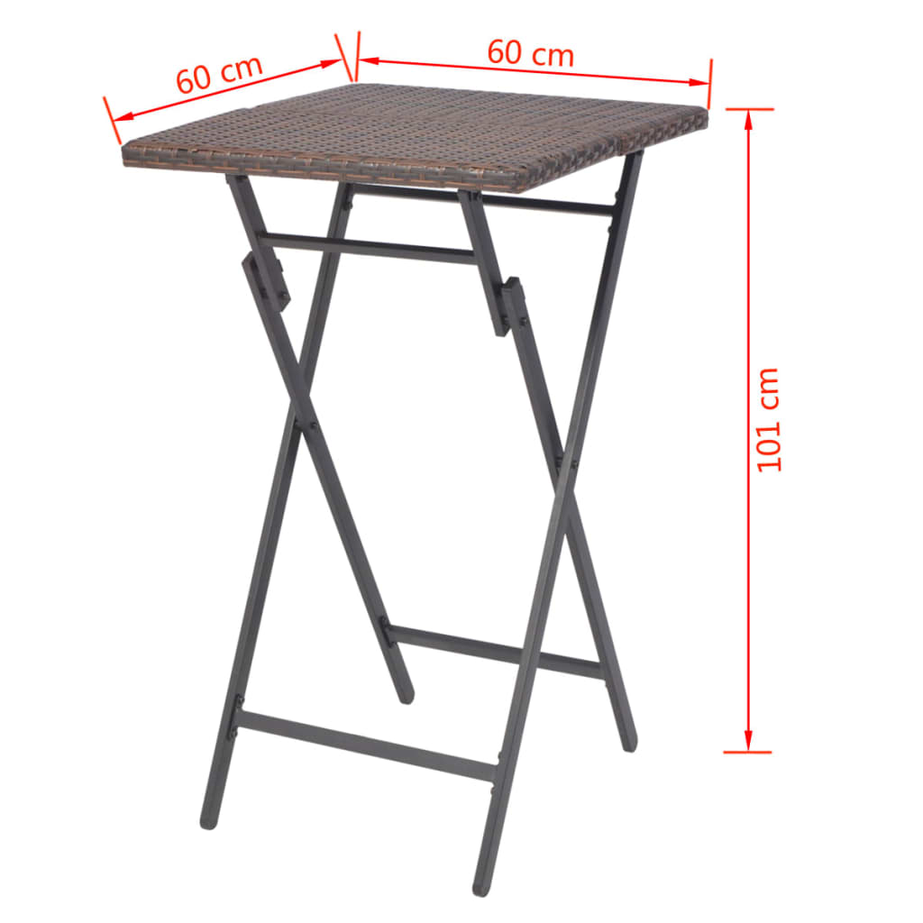 5-tlg. Garten-Essgruppe Klappbar Stahl Poly Rattan Braun