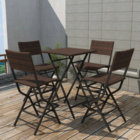 Thumbnail for 5-tlg. Garten-Essgruppe Klappbar Stahl Poly Rattan Braun