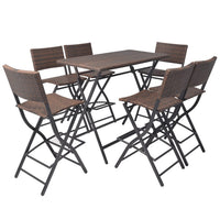 Thumbnail for 7-tlg. Garten-Essgruppe Klappbar Stahl Poly Rattan Braun