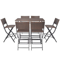 Thumbnail for 7-tlg. Garten-Essgruppe Klappbar Stahl Poly Rattan Braun