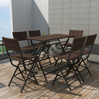 Thumbnail for 7-tlg. Garten-Essgruppe Klappbar Stahl Poly Rattan Braun