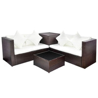 Thumbnail for 4-tlg. Garten-Lounge-Set mit Auflagen Poly Rattan Braun