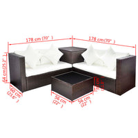 Thumbnail for 4-tlg. Garten-Lounge-Set mit Auflagen Poly Rattan Braun