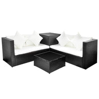 Thumbnail for 4-tlg. Garten-Lounge-Set mit Auflagen Poly Rattan Schwarz