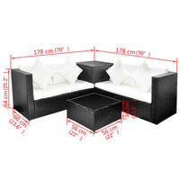 Thumbnail for 4-tlg. Garten-Lounge-Set mit Auflagen Poly Rattan Schwarz