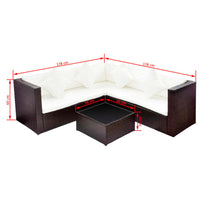 Thumbnail for 4-tlg. Garten-Lounge-Set mit Auflagen Poly Rattan Braun