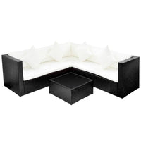 Thumbnail for 4-tlg. Garten-Lounge-Set mit Auflagen Poly Rattan Schwarz
