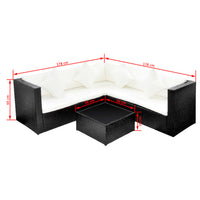 Thumbnail for 4-tlg. Garten-Lounge-Set mit Auflagen Poly Rattan Schwarz
