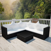 Thumbnail for 4-tlg. Garten-Lounge-Set mit Auflagen Poly Rattan Schwarz