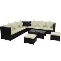 Thumbnail for 8-tlg. Garten-Lounge-Set mit Kissen Poly Rattan Schwarz