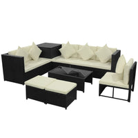 Thumbnail for 8-tlg. Garten-Lounge-Set mit Kissen Poly Rattan Schwarz