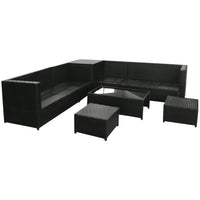Thumbnail for 8-tlg. Garten-Lounge-Set mit Kissen Poly Rattan Schwarz