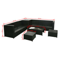 Thumbnail for 8-tlg. Garten-Lounge-Set mit Kissen Poly Rattan Schwarz