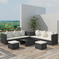 Thumbnail for 8-tlg. Garten-Lounge-Set mit Kissen Poly Rattan Schwarz